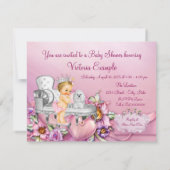 Invitation Chaise rose Blonde Princess Pearl Baby shower (Dos)