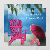 Invitation Chaise rose Flip Flops Sweet 16 Beach Party (Devant / Derrière)