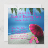 Invitation Chaise rose Flip Flops Sweet 16 Beach Party (Dos)