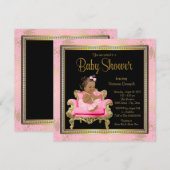 Invitation Chaise rose Lace Pearls Baby shower ethnique fille (Devant / Derrière)