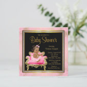 Invitation Chaise rose Lace Pearls Baby shower ethnique fille (Debout devant)
