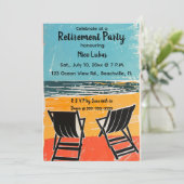 Invitation Chaises modifiables à une fête de retraite sur la (Debout devant)