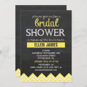 Invitation Chalboard Chevron Fête de l'mariée Jaune (Devant / Derrière)