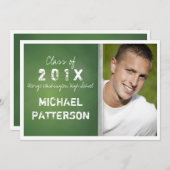 Invitation Chalboard dans Green Bold Guy Graduation Party (Devant / Derrière)