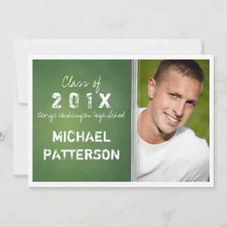 Invitation Chalboard dans Green Bold Guy Graduation Party