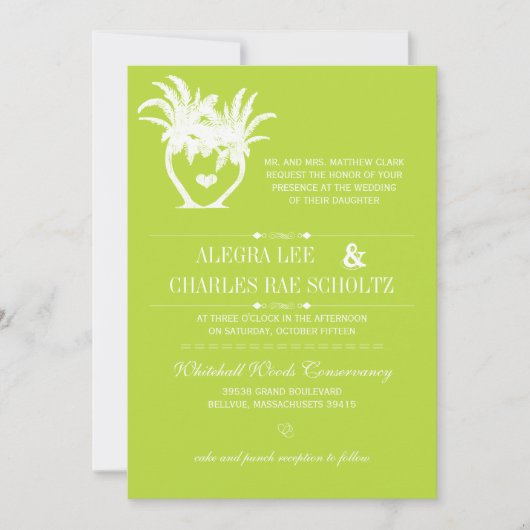 Invitation Chalboard de destination Lime Beach Palm Tree (Devant)