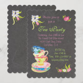 Invitation Chalboard Tea-tasses Victoriennes Stabilisées (Devant / Derrière)