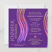 Invitation Châle de prière bat mitzvah pourpre et rose (Devant)