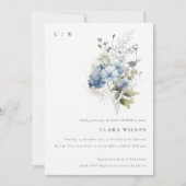 Invitation Chalet bleu Dusky Aquarelle Baby shower Flora (Devant)