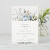 Invitation Chalet bleu Dusky Fiançailles floral (Debout devant)