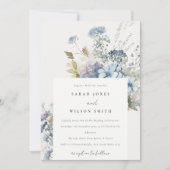 Invitation Chalet bleu Dusky Mariage floral (Devant)