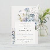 Invitation Chalet bleu Dusky Mariage floral (Debout devant)