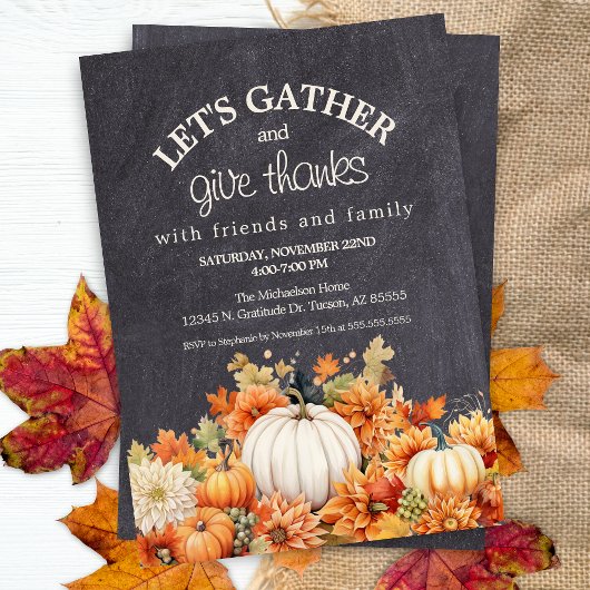 Invitation Chalet Citrouille Thanksgiving Potluck Party