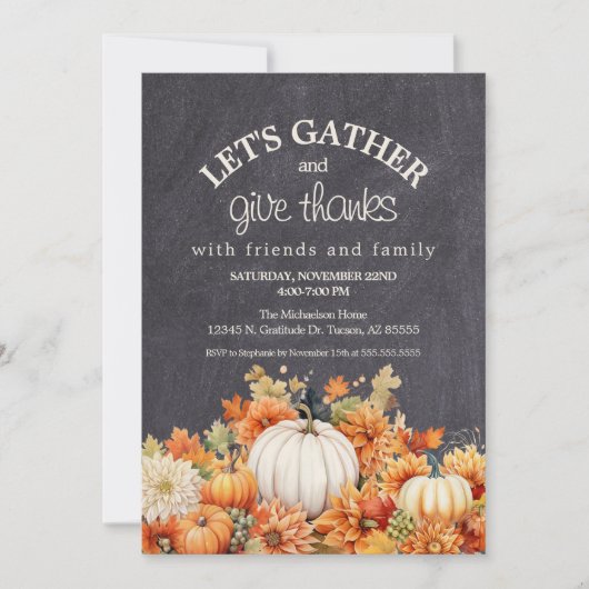 Invitation Chalet Citrouille Thanksgiving Potluck Party (Devant)