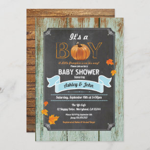 Invitation Chalet de bois rustique Citrouille baby shower