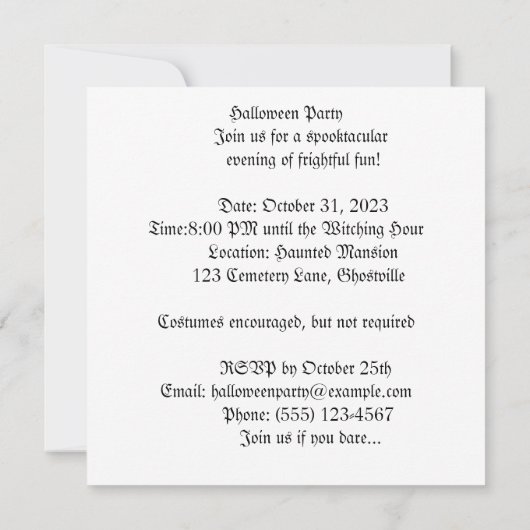 Invitation Chalet de sorcière : Retraite en bois de cuisine (Dos)