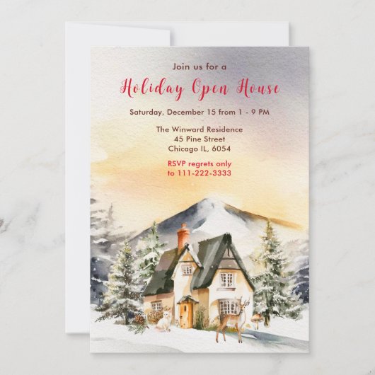 Invitation Chalet de vacances d'hiver (Devant)