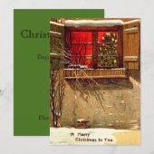 Invitation Chalet d'hiver bougie Fenêtre Arbre de Noël (Devant / Derrière)