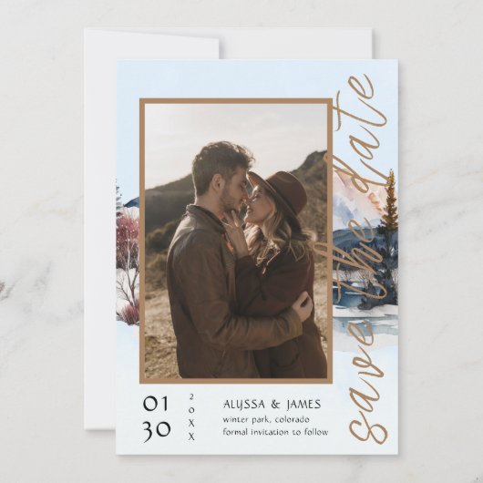 Invitation Chalet d'hiver dans l'aventure de montagne commenc (Dos)