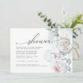 Invitation Chalet rose ivoire Fleurs Douche (Debout devant)