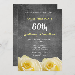 Invitation Chalet rose jaune moderne 80e fête d'anniversaire