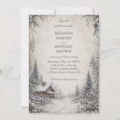 Invitation Chalet rustique en bois enneigé (Devant)