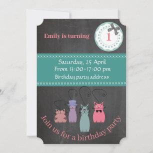 Invitation Chalet tendance mignonne chalkboard drôle chats an