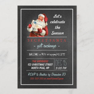 Invitation Chalet Vintage Secret Père Noël Holiday Party 5x7