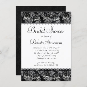 Invitation Chaleur Rose crâne   Funky Black White Fête des ma
