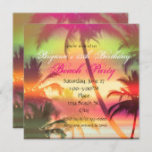 Invitation Chaleur tropicale Palm Trees Beach Party Invitatio (Devant / Derrière)
