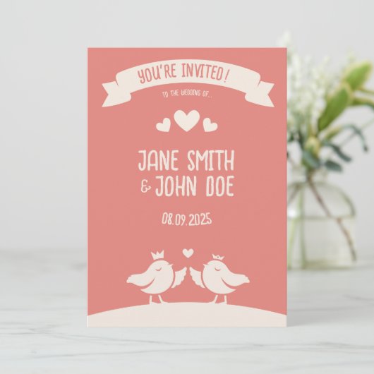 Invitation Chaleureuse Chanson D'Oiseau Rose (Debout devant)