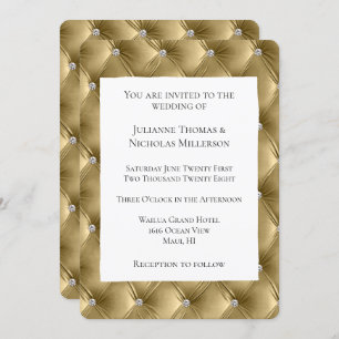 Invitation Chaleureux Chic Doux Joli Or Faux Velvet Mariage