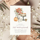 Invitation Chaleureux Citrouille d'automne après Mariage Brun<br><div class="desc">Invités mariages Invitations pour un élégant brunch post-mariage d'automne ou d'automne avec ces belles invitations aquarelles. Le design présente les détails de votre brunch en lettres modernes,  surmonté d'une illustration de desserts d'automne,  de fleurs sauvages,  de bougies et d'un citrouille.</div>