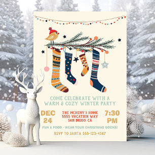 Invitation Chaleureux et douillets Chaussettes de Noël de fêt