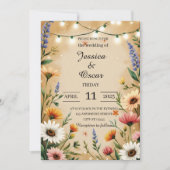 Invitation Chaleureux Mariage Fleur sauvage de style campagna (Devant)