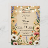 Invitation Chaleureux Mariage Fleur sauvage de style campagna (Devant / Derrière)