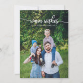 Invitation Chaleureux Scripts blancs Unique Photo Noël (Devant)