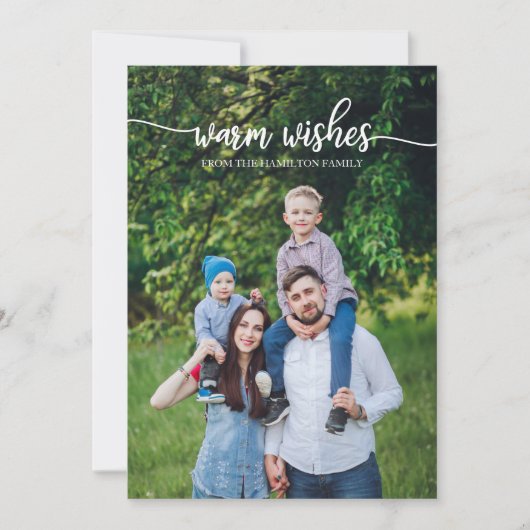 Invitation Chaleureux Scripts blancs Unique Photo Noël (Devant)