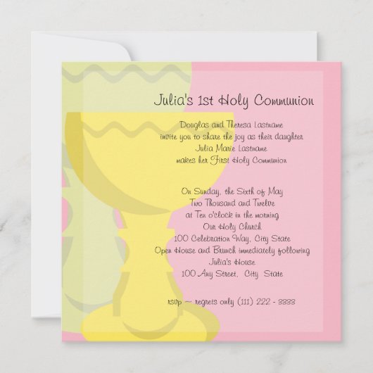 Invitation Chalice de la première communion (Devant)