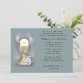 Invitation Chalice d'or complexe avec acce de bouquet bleu hô (Debout devant)