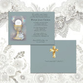 Invitation Chalice d'or complexe avec acce de bouquet bleu hô