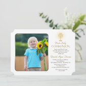 Invitation Chalice d'or moderne Photo Boy 1ère sainte communi (Debout devant)