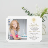 Invitation Chalice d'or moderne Photo Girl Holy Communion (Debout devant)