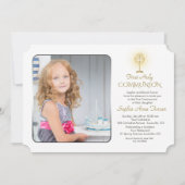 Invitation Chalice d'or moderne Photo Girl Holy Communion (Devant)