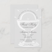 Invitation Chalice Gray de la Première Communion (Devant / Derrière)