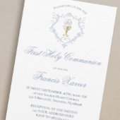 Invitation Chalice Host blue crest | First Communion