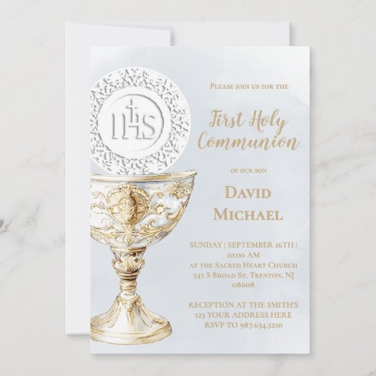 Invitation Chalice Host First Holy Communion (Devant)