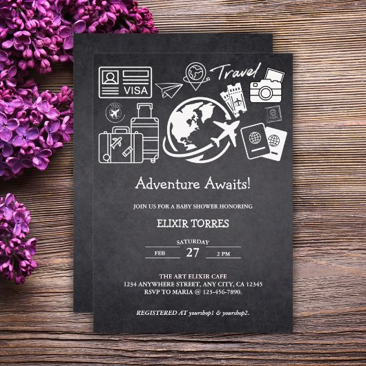 Invitation Chalkboard Adventure Attend le Baby shower