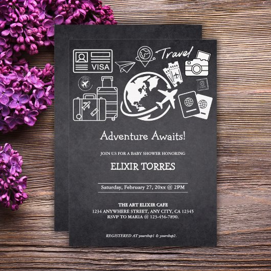 Invitation Chalkboard Adventure Attend le Baby shower