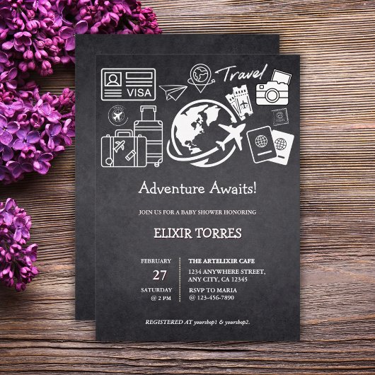 Invitation Chalkboard Adventure Attend le Baby shower
